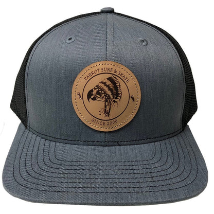 Parrot Indian Trucker 112 cap, tan and grey adjustable snapback hat