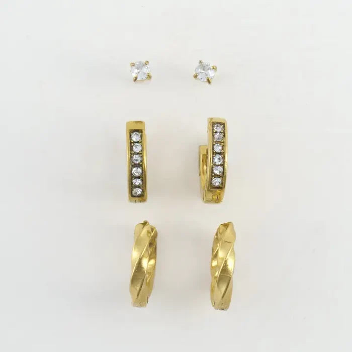 Pave Hoop Earring Trios
