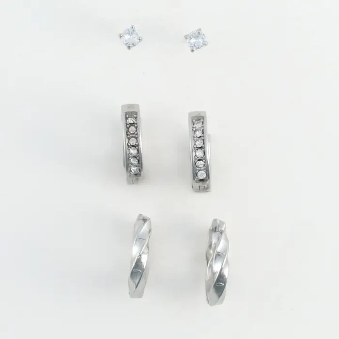 Pave Hoop Earring Trios