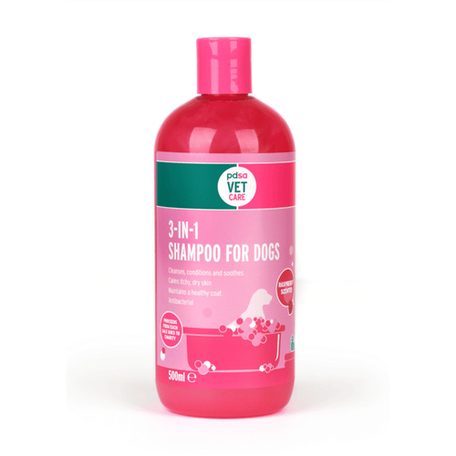 PDSA Vet Care pink shampoo bottle