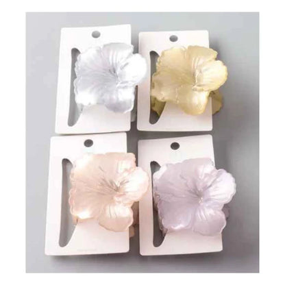 Pearlized Hibiscus Flower Hair Claw Clip - Elegant Tropical Matte Floral Hair Accessory (HC11666)