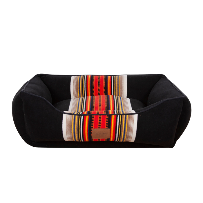 PENDLETON-DOG-BED-ACADIA-NATIONAL-PARK-CUDDLER-BLACK-WHITE-RED-YELLOW