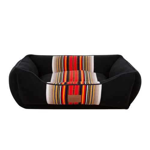 PENDLETON-DOG-BED-ACADIA-NATIONAL-PARK-CUDDLER-BLACK-WHITE-RED-YELLOW