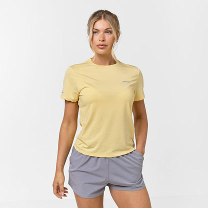Women's  Yellow Grey Performance Twinset  Closure London  Front View