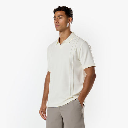 Pintuck Open Collar Polo | Off White