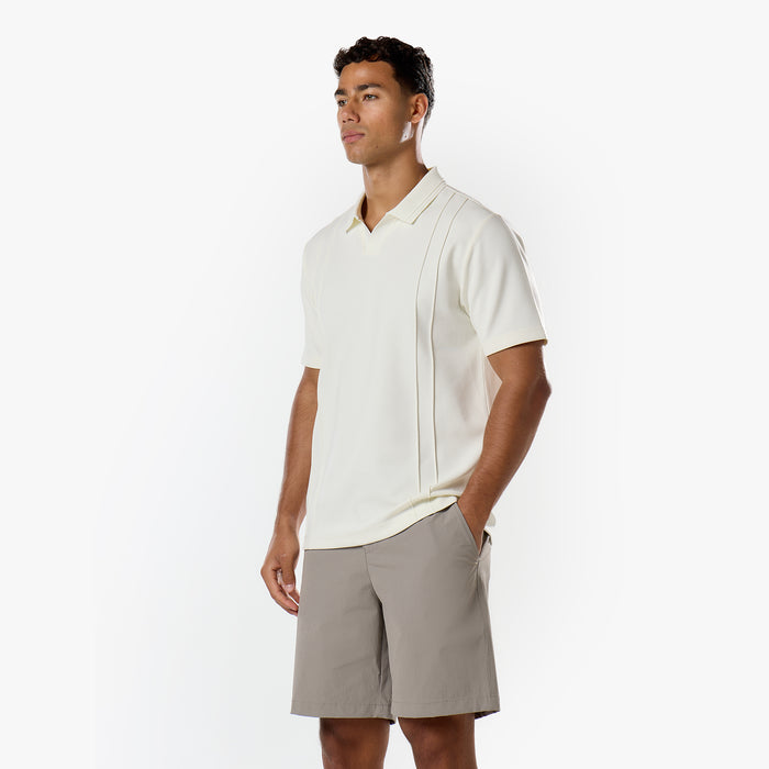 Pintuck Open Collar Polo | Off White
