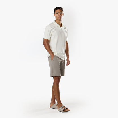 Pintuck Open Collar Polo | Off White