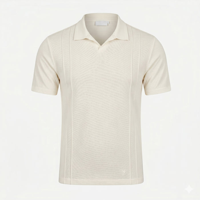 Pintuck Open Collar Polo | Off White