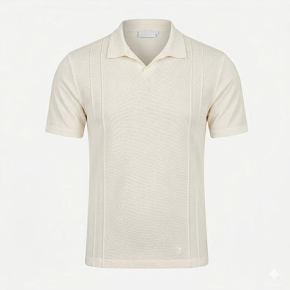Pintuck Open Collar Polo | Off White