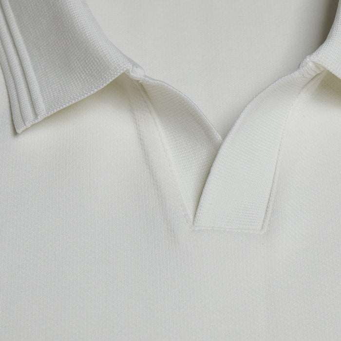 Pintuck Open Collar Polo | Off White
