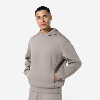 Piping Detail Interlock Hoodie | Dark Fossil