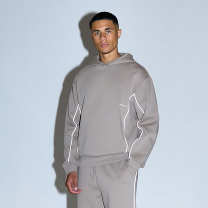 Piping Detail Interlock Hoodie | Dark Fossil