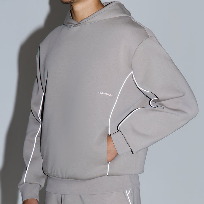 Piping Detail Interlock Hoodie | Dark Fossil
