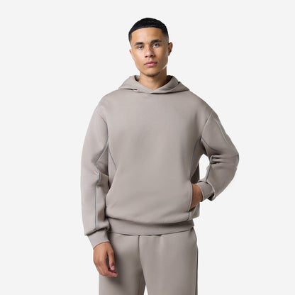 Piping Detail Interlock Hoodie | Dark Fossil