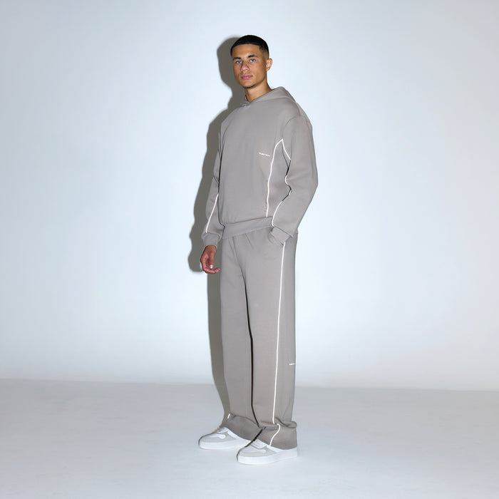 Piping Detail Interlock Hoodie | Dark Fossil