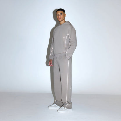 Piping Detail Interlock Hoodie | Dark Fossil