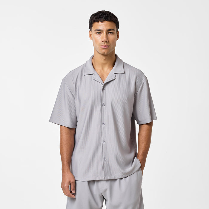 Men's  Frost Grey Pleated Shirt  Closure London  Front View