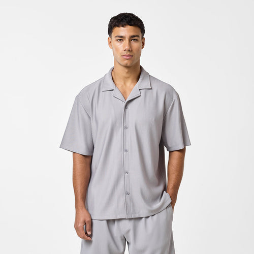 Men's  Frost Grey Pleated Shirt  Closure London  Front View