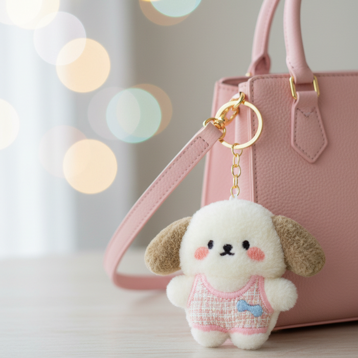 Plush Puppy Charm Keychain – Soft Dog Bag Accessory (KC-73454M)