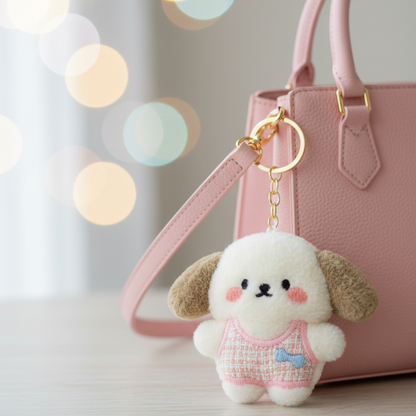 Plush Puppy Charm Keychain – Soft Dog Bag Accessory (KC-73454M)