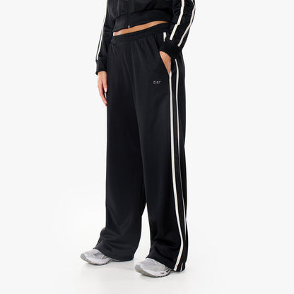 Poly Varsity Funnel Neck Tracksuit | Black