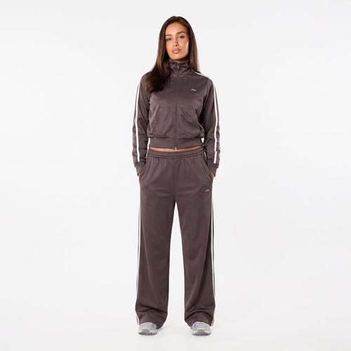 Poly Varsity Funnel Neck Tracksuit | Espresso