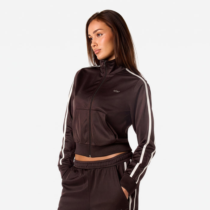 Poly Varsity Funnel Neck Tracksuit | Espresso