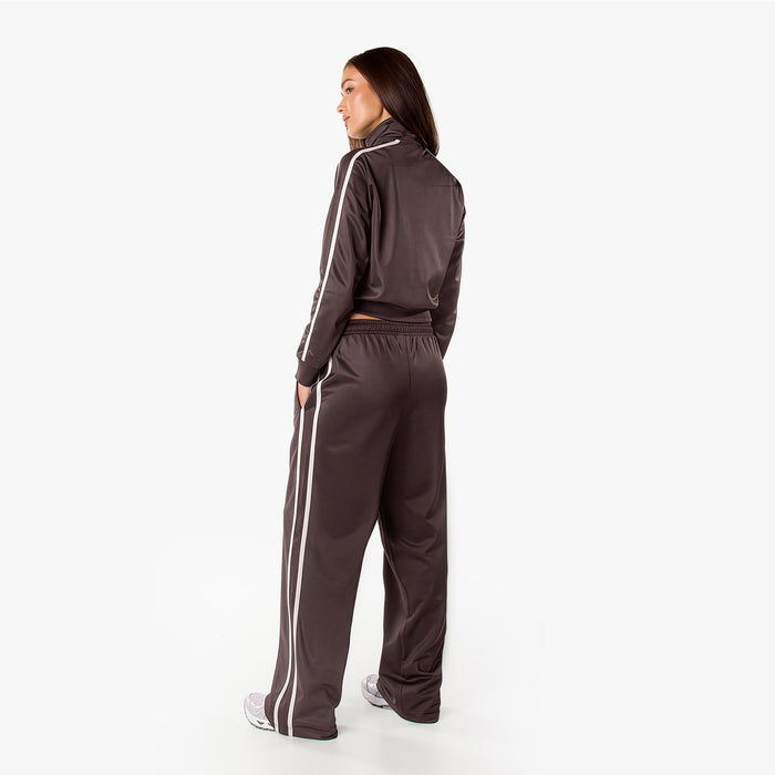 Poly Varsity Funnel Neck Tracksuit | Espresso