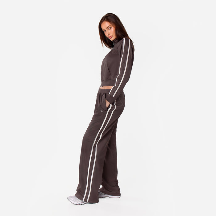 Poly Varsity Funnel Neck Tracksuit | Espresso
