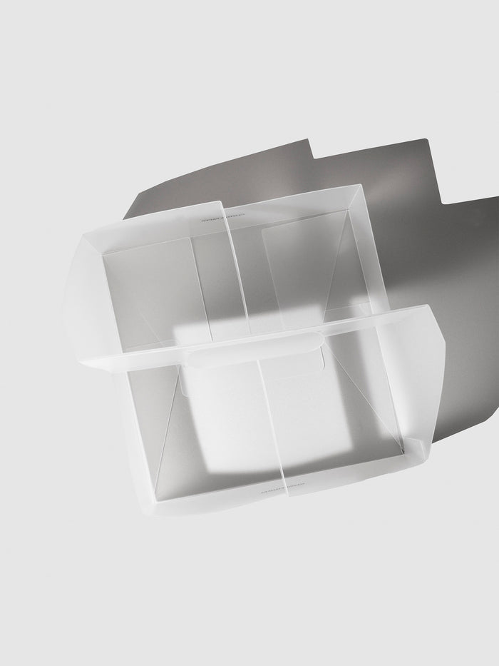 Top down view of storage caddy showing its four storage compartments.