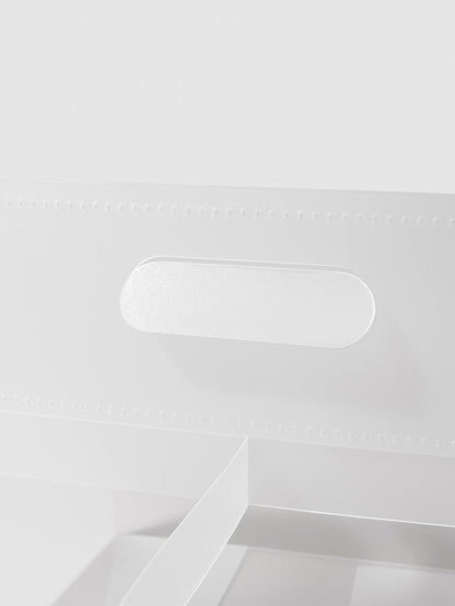 Closeup of carrying handle on storage caddy.