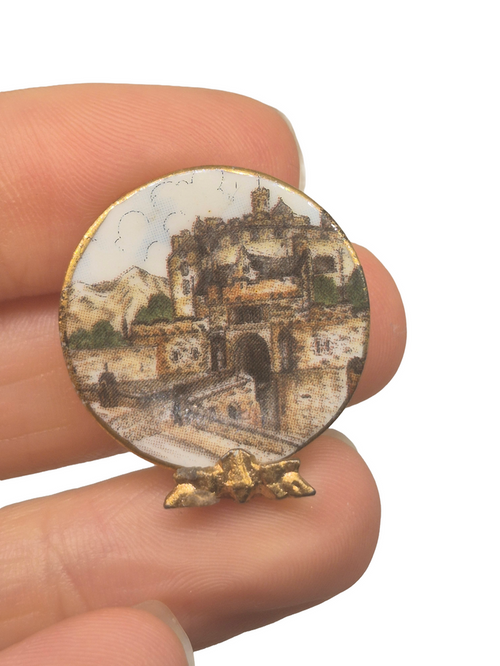 Porcelain Plate w/ Castle Depiction with Stand
