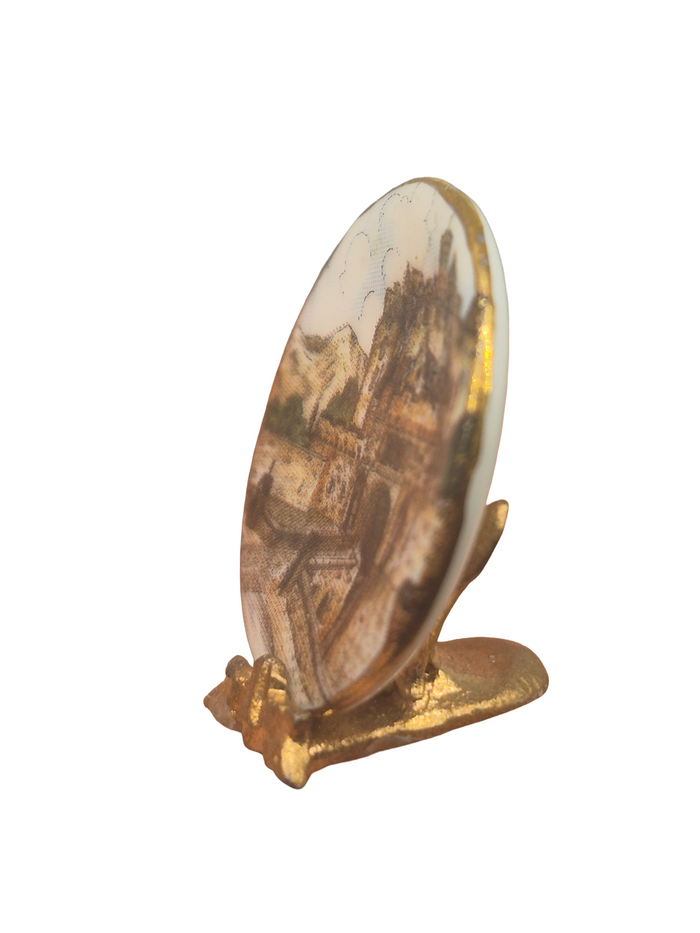 Porcelain Plate w/ Castle Depiction with Stand