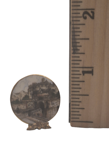 Porcelain Plate w/ Castle Depiction with Stand