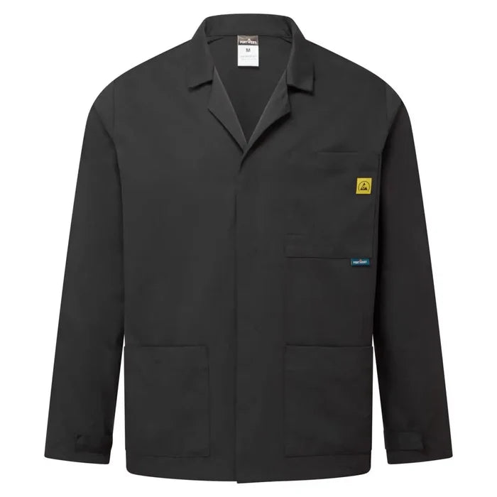 Portwest anti-static esd lab jacket with concealed stud