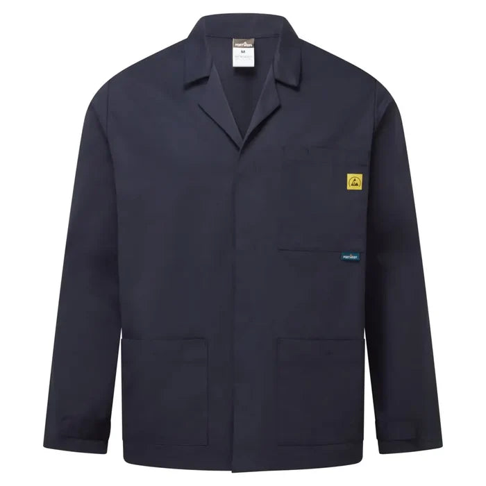 Portwest anti-static esd lab jacket with concealed stud