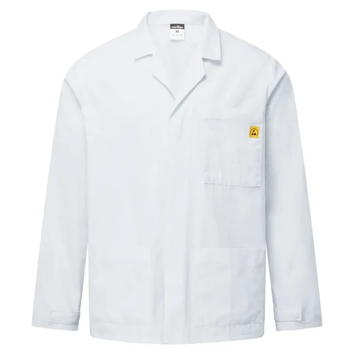 Portwest anti-static esd lab jacket with concealed stud