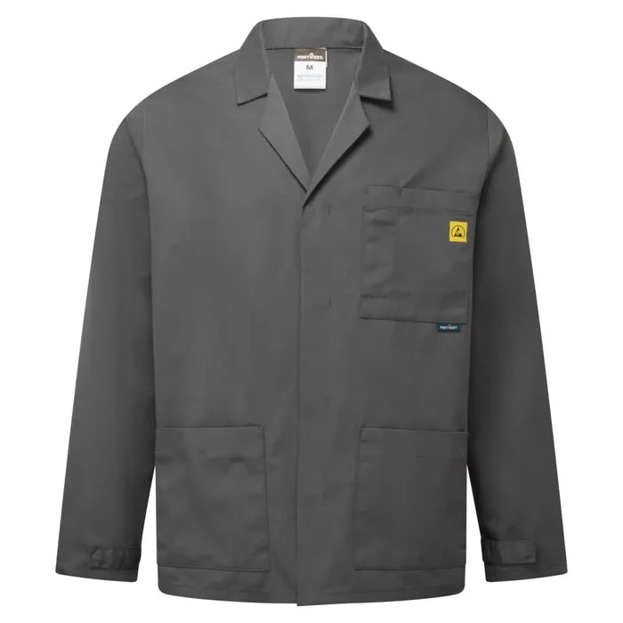 Portwest anti-static esd lab jacket with concealed stud