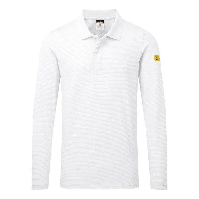 Portwest anti-static esd polo shirt l s high cotton workwear