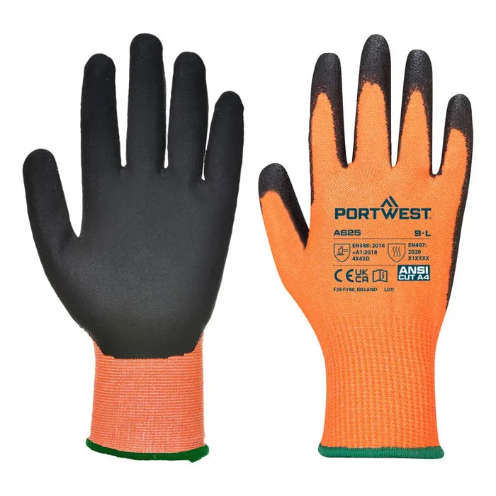 Portwest cut d13 pu viz-tex gloves - a625 (pk12)