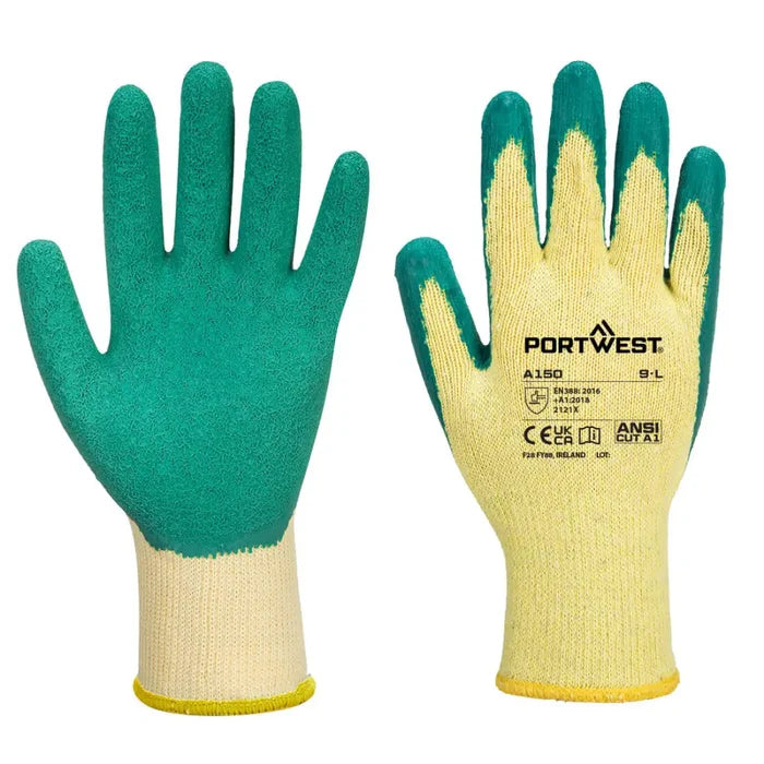 Portwest grip 10 latex economy builders grip glove-a150 eco (12pr pk)