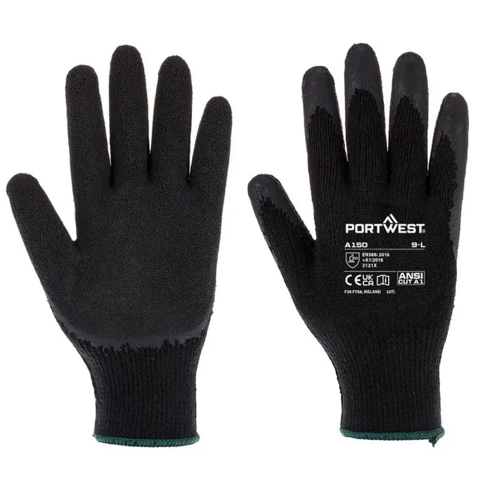Portwest grip 10 latex economy builders grip glove-a150 eco (12pr pk)