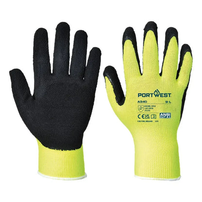 Portwest grip 13 latex foam hi-vis work glove - a340 (pk12)
