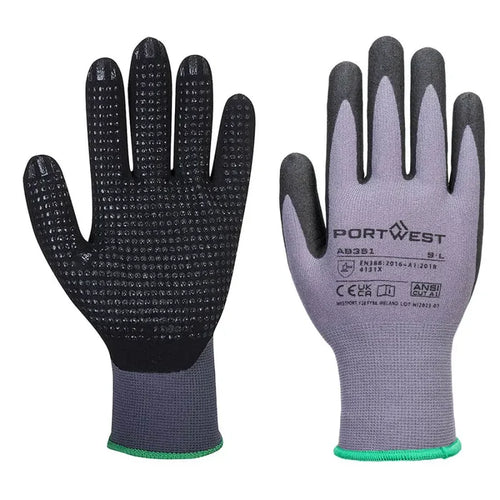 Portwest grip 15 nitrile dotted palm work gloves for dry