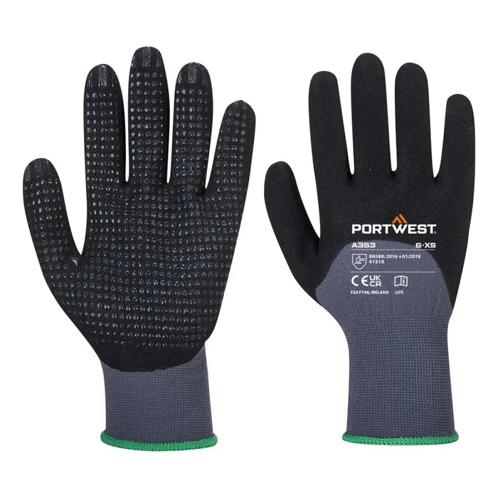 Portwest grip 15 nitrile sandy 3/4 palm dotted glove - a353