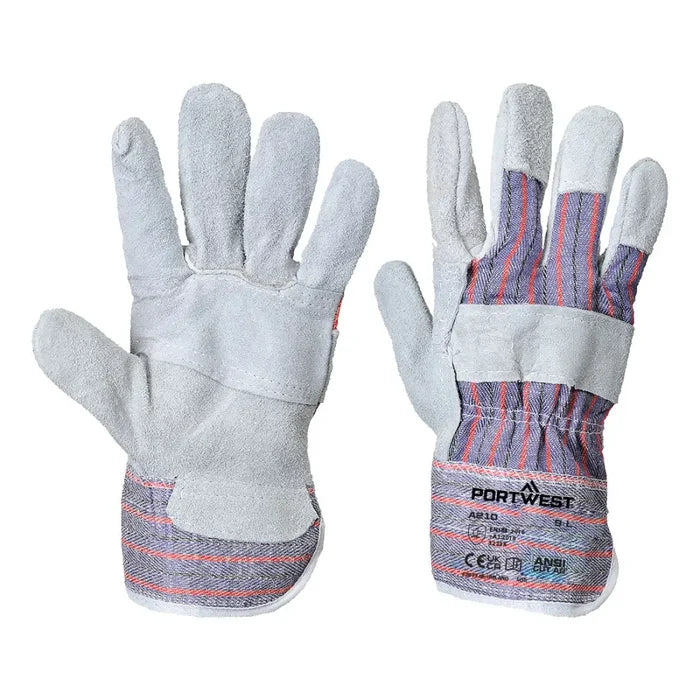 Portwest leather rigger 260 cow split palm bar glove-a210 (12prs)