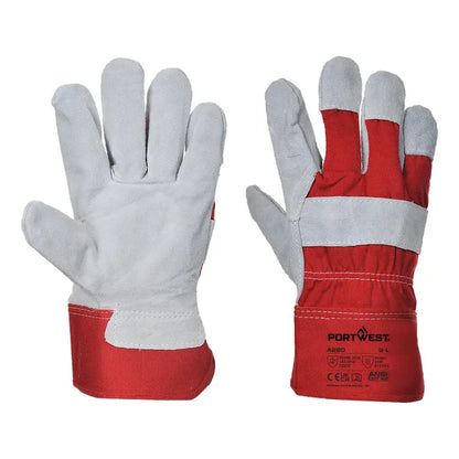 Portwest leather rigger cow split glove-a220 pack of 12 pairs