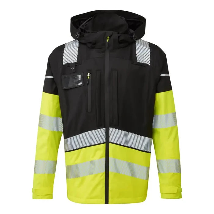 Portwest hi-vis rain jacket with detachable vest and radio loops