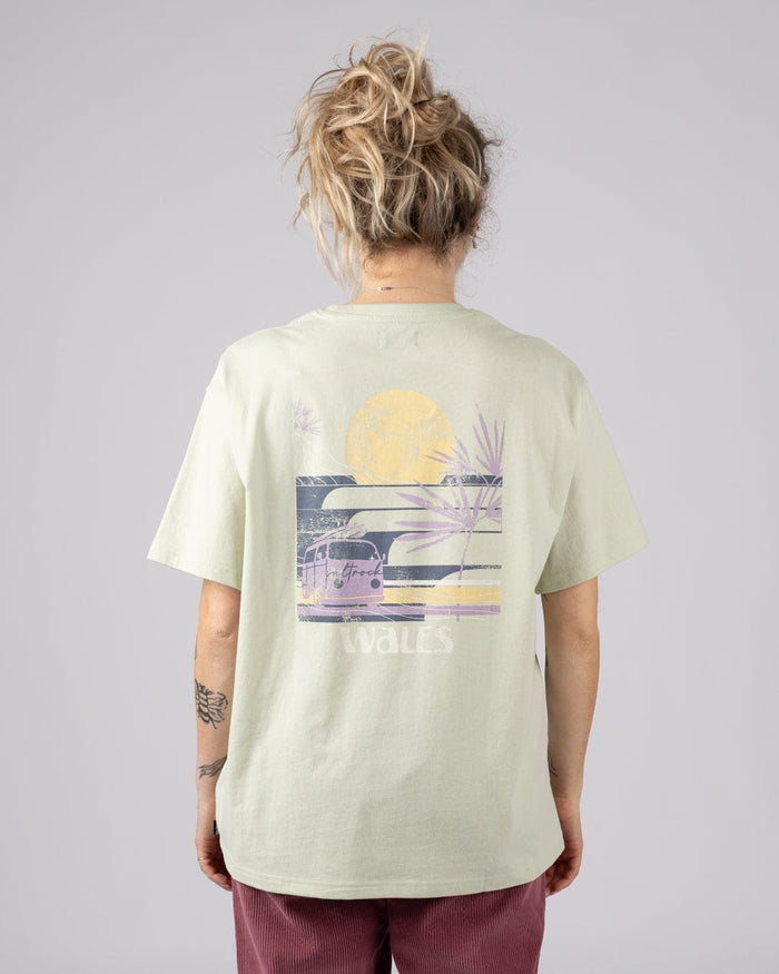 Poster Location Wales Womens Oversized Short Sleeve T-Shirt in Light Green