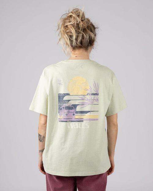 Poster Location Wales Womens Oversized Short Sleeve T-Shirt in Light Green